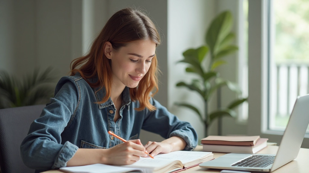 Профессиональное рабочее пространство студента с конспектами и учебными материалами
