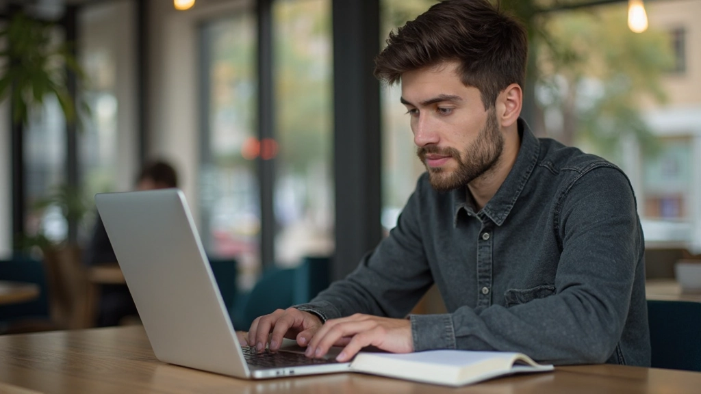 Студент организует цифровые конспекты на ноутбуке, используя специализированное приложение