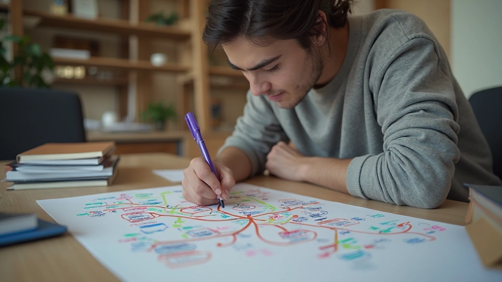 Студент использует интеллект-карты для организации информации и планирования