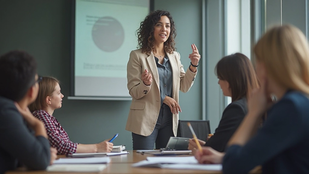 Преподаватель проводит интерактивное занятие со студентами, используя активное обучение