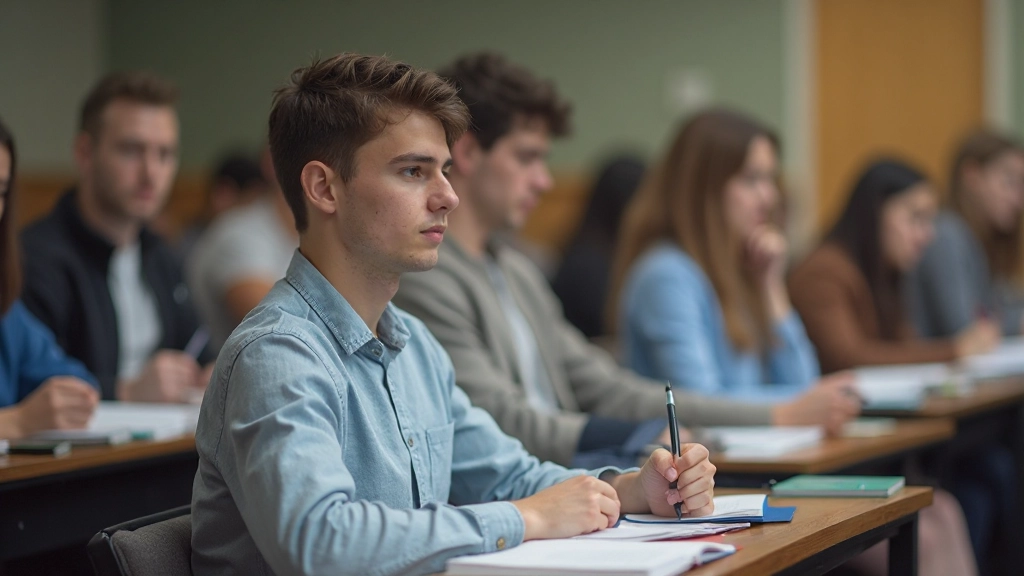 Человек применяет метод Корнелла при конспектировании лекции в аудитории